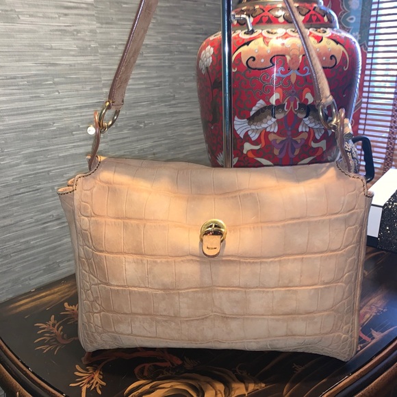 ***SOLD*****YSL Saint Laurent Nubuck Leather Croc Embossed Catwalk Bag - Picture 2 of 14